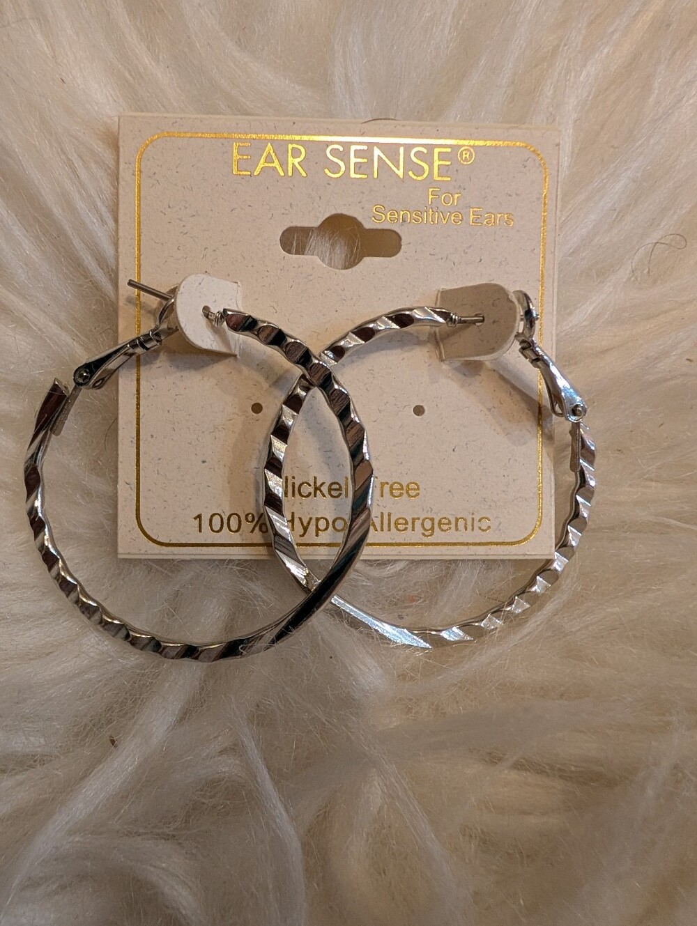 Silver Twisted Hoop Earrings — Hypoallergenic